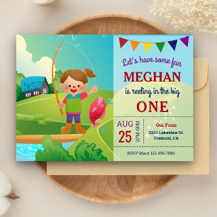 Invitation Fête d'anniversaire pour filles "The Big One" pour