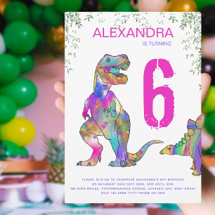 Invitation Fête d'anniversaire pour filles thème dinosaure 6