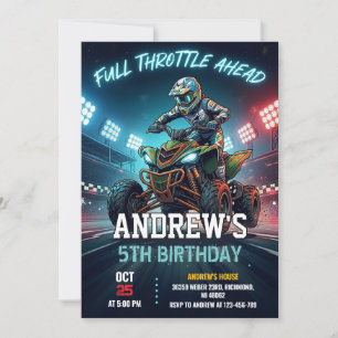 Invitation Fête d'anniversaire pour garçon avec un quad perso
