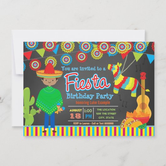 Invitation Fête d'anniversaire pour garçons Fiesta (Devant)