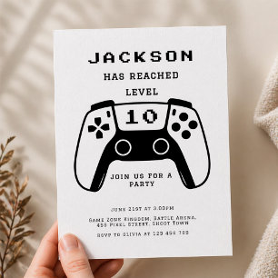 Invitation Fête d'anniversaire pour garçons gamers de niveau