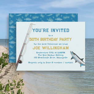 Invitation Fête d'anniversaire pour homme adulte pêche du tar