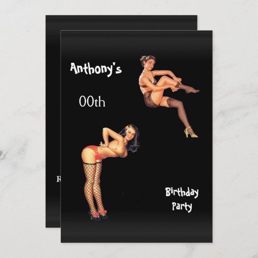 Invitation Fête d'anniversaire pour hommes de n'importe quel (Devant / Derrière)