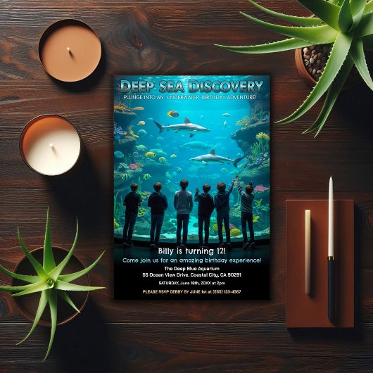 Invitation Fête d'anniversaire pour la découverte des profond