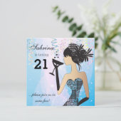 Invitation Fête d'anniversaire pour le nom et l'âge des dames (Debout devant)