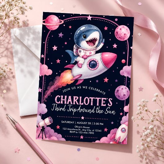 Invitation Fête d'anniversaire pour les 3 ans dans l'espace