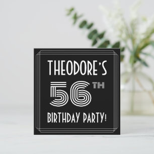 Invitation Fête d'anniversaire pour les 56 ans : Style Art dé