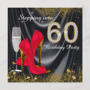 Invitation Fête d'anniversaire pour les 60 ans pailleté satin