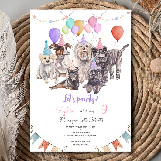 Invitation Fête d'anniversaire pour les chiens