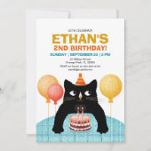 Invitation Fête d'anniversaire pour les deux ans d'un chat av (Devant)