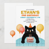 Invitation Fête d'anniversaire pour les deux ans d'un chat av (Devant / Derrière)