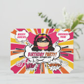 Invitation Fête d'anniversaire pour les filles Super Kids Pin (Debout devant)