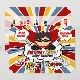 Invitation Fête d'anniversaire pour les garçons Super Kids Re