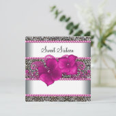 Invitation Fête d'anniversaire pour les seize ans Rose vif et (Debout devant)