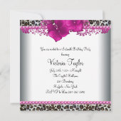 Invitation Fête d'anniversaire pour les seize ans Rose vif Lé (Dos)