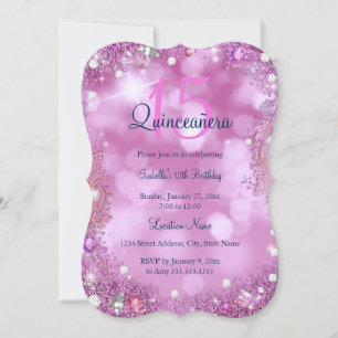 Invitation Fête d'anniversaire pour Quinceanera Rose Ciel Océ