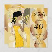 Invitation Fête d'anniversaire pour ses 40 ans dans un jaune (Devant / Derrière)