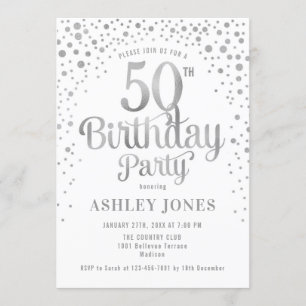 Invitation Fête d'anniversaire pour ses 50 ans - Blanc & Arge