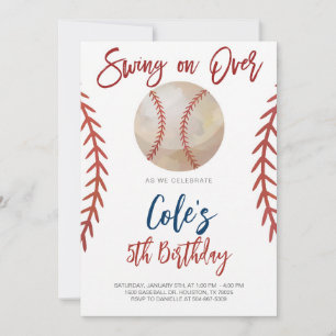 Invitation Fête d'anniversaire pour un swing de baseball