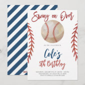 Invitation Fête d'anniversaire pour un swing de baseball (Devant / Derrière)