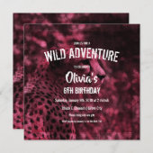 Invitation Fête d'anniversaire pourpre de safari de guépard (Devant / Derrière)