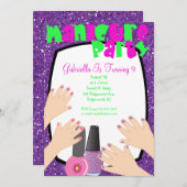 Invitation Fête d'anniversaire pourpre de spa de manucure de (Devant / Derrière)