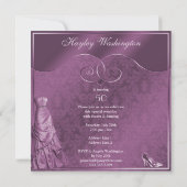Invitation Fête d'anniversaire pourpre fascinante de robe de (Dos)