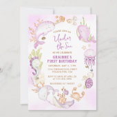 Invitation Fête d'anniversaire premier âge fille rose sous la (Devant)