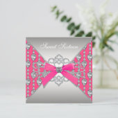 Invitation Fête d'anniversaire Pretty Diamond rose chaud (Debout devant)