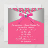 Invitation Fête d'anniversaire Pretty Diamond rose vif (Dos)