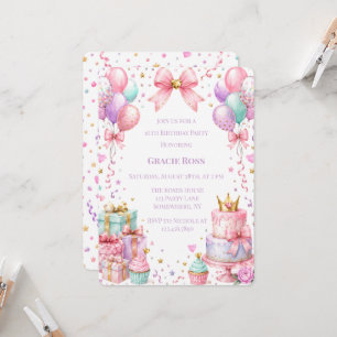 Invitation Fête d'anniversaire Princesse Confetti