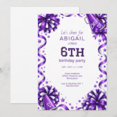 Invitation Fête d'anniversaire Purple Cheer (Devant / Derrière)