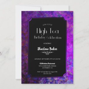 Invitation Fête d'anniversaire Purple et Black High Tea