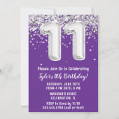 Invitation Fête d'anniversaire Purple Silver 11 ans (Devant)