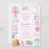 Invitation Fête d'anniversaire Pyjama et Crêpes (Devant)