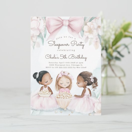 Invitation Fête d'anniversaire Pyjama Party de nuit Cinéma Fi (Debout devant)