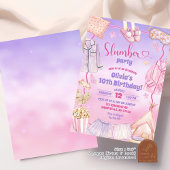 Invitation Fête d'anniversaire pyjama rose et violet