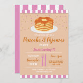 Invitation Fête d'anniversaire Pyjamas et Pancakes Soirée Pyj (Devant / Derrière)