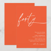 Invitation Fête d'anniversaire quarantième écriture moderne (Devant / Derrière)