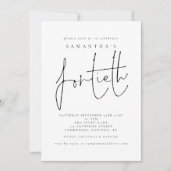 Invitation Fête d'anniversaire quarantième élégante script