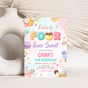 Invitation Fête d'anniversaire quatre fois plus douce