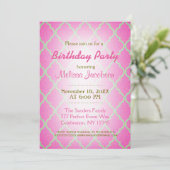 Invitation Fête d'anniversaire | Quatrefoil rose (Debout devant)