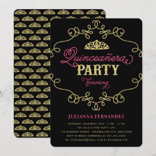 Invitation Fête d'anniversaire Quinceanera Chic Vintage