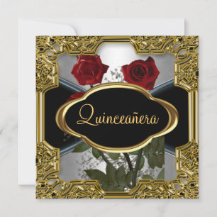Invitation Fête d'anniversaire Quinceanera Or Noir 6
