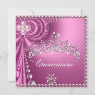 Invitation Fête d'anniversaire Quinceanera perle rose blanc