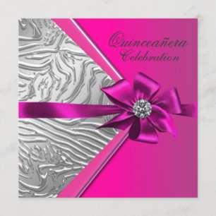 Invitation Fête d'anniversaire Quinceanera rose chaud
