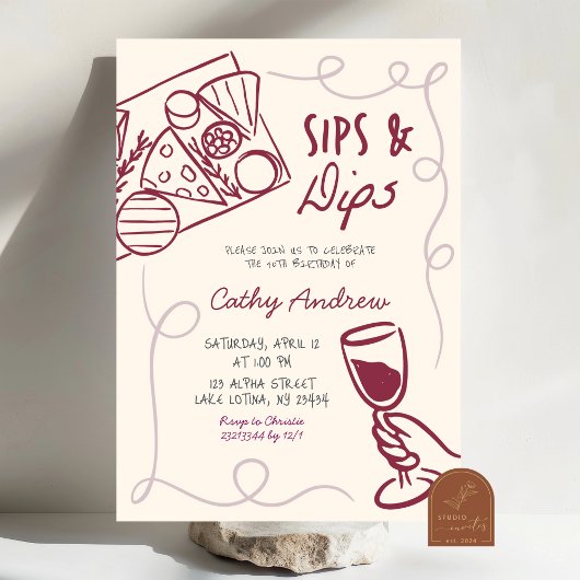 Invitation Fête d'anniversaire Quirky Sips and Dips