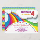 Invitation Fête d'anniversaire Rainbow (Devant / Derrière)