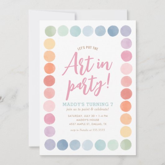 Invitation Fête d'anniversaire Rainbow Art (Devant)