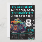 Invitation Fête d'anniversaire Rallye de Monster Truck pour e (Devant)